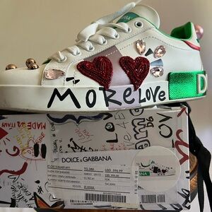 DOLCE AND GABBANA DG PORTO PEARL SNEAKERS MORE LOVE size 38